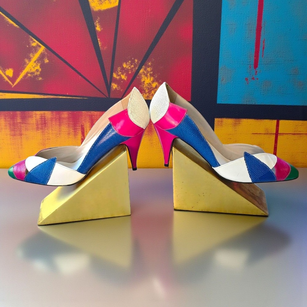 Vintage Enzo Angiolini "Gilda" Colorblock Pumps – Made in Italy – 8.5 M – NEW in - Picture 15 of 15